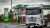 Truck leaving bp service station, UK