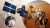 Bildcollage: Astronaut, Satellit und Mars-Rover