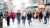 blurred people walking