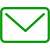 An icon of a closed envelope with a green outline and white background