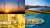 collage of wind turbines, solar panels and ship