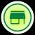A green icon of a fuel station within a green circle